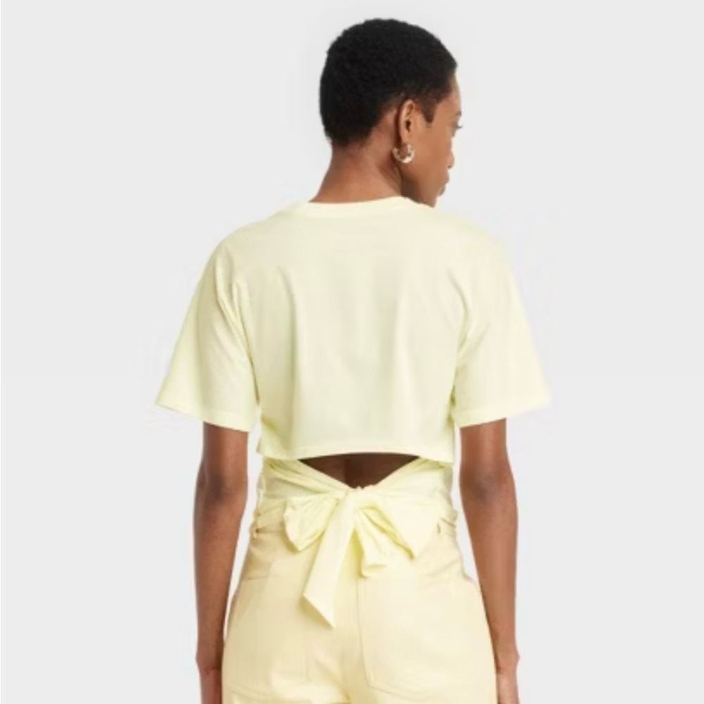 A New Day light yellow tie-back T-shirt